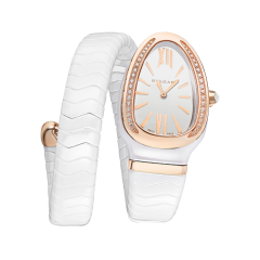 102613 | BVLGARI Serpenti Spiga Ceramic & Pink Gold Quartz 35 mm watch | Buy Online