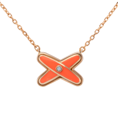 083375 |Chaumet Jeux de Liens Pink Gold Orange Lacquer Diamond Pendant