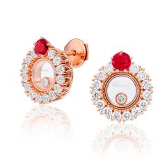 839466-5901 | Buy Chopard Joaillerie Rose Gold Ruby Diamond Earrings