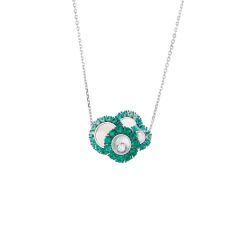 Chopard Happy Dreams White Gold Diamond Emerald Pendant 819882-1003