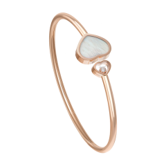 Chopard Happy Hearts Rose Gold Mother-of-Pearl Diamond Bangle Size L 857482-5304