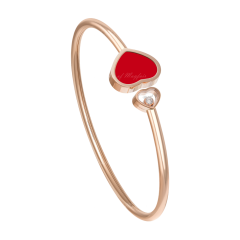 Chopard Happy Hearts Rose Gold Red Stone Diamond Bangle Size L 857482-5704