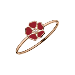 Chopard Happy Hearts Flowers Rose Gold Red Stone Bangle Size L 85A085-5804