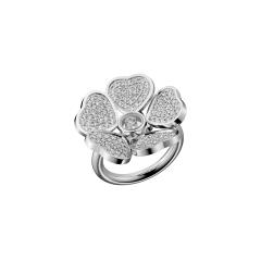 Chopard Happy Hearts Flowers White Gold Diamond Ring Size 52 82A085-1909