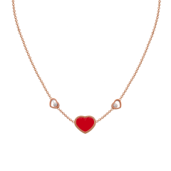 Chopard Happy Hearts Rose Gold Red Stone Diamond Pendant 81A082-5801