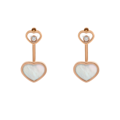 Chopard Happy Hearts Rose Gold Pearl Diamond Earrings 83A082-5301