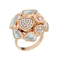 827482-5369 |Chopard Happy Hearts Rose Gold Pearl Diamond Ring Size 52