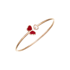 Chopard Happy Hearts Wings Rose Gold Red Stone Bangle Size M 85A083-5802