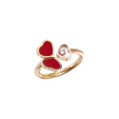 Chopard Happy Hearts Wings Rose Gold Red Stone Ring Size 52/53 82A083-5810