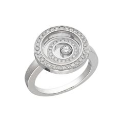 Chopard Happy Spirit White Gold Diamond Pave Ring Size 52 828230-1009