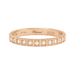 827702-5254|Chopard Ice Cube Rose Gold Diamond Half-Paved Ring Size 48