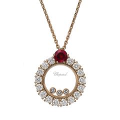 Chopard Joaillerie Rose Gold Ruby Diamond Pendant 799466-5891