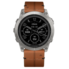 010-02541-19 | Garmin Fenix 7X Sapphire Solar Titanium With Chestnut Leather Band 51 mm watch | Buy Now