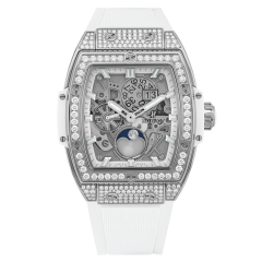 647.NE.2070.RW.1604 | Hublot Spirit Of Big Bang Moonphase Titanium White Pave watch. Buy Online