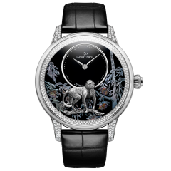 J005024280 | Jaquet Droz Petite Heure Minute Relief Monkey White Gold