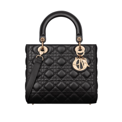 M0565ONGE_M900 | Dior Medium Lady Dior Black Cannage Lambskin Leather and Gold Hardware Handbag | Buy Now. Best Price 