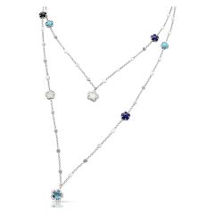 Pasquale Bruni Figlia Dei Fiori White Gold Moonstone Turquoise Topaz Onyx Diamond Necklace 16041B