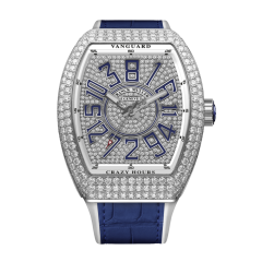 V 41 CH D CD (BU) AC DM BL | Franck Muller Vanguard Crazy Hours Diamonds 41 x 49.95 mm watch | Buy Now