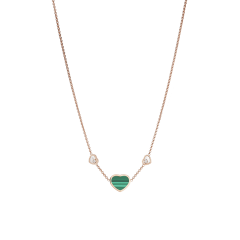 Chopard Happy Hearts Rose Gold Malachite Diamond Necklace 81A082-5102