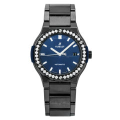 585.CM.7170.CM.1204 | Hublot Classic Fusion Ceramic Blue Bracelet Diamonds 33mm watch. Buy Online