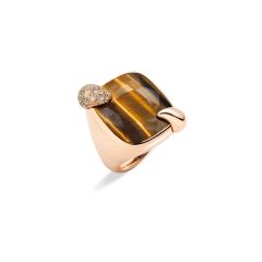 PAB7132_O7000_DBRTI|Pomellato Ritratto Rose Gold Tiger Eye Diamond Ring