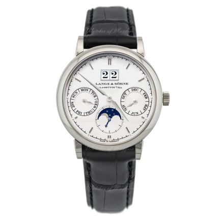 330.025FE | A. Lange & Sohne Saxonia Annual Calendar English dial platinum case and folding clasp watch. Buy Online