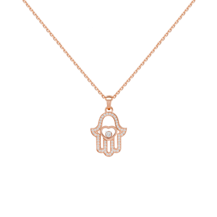 797864-5003|Chopard Good Luck Charms Hamsa Hand Rose Gold Pave Pendant 