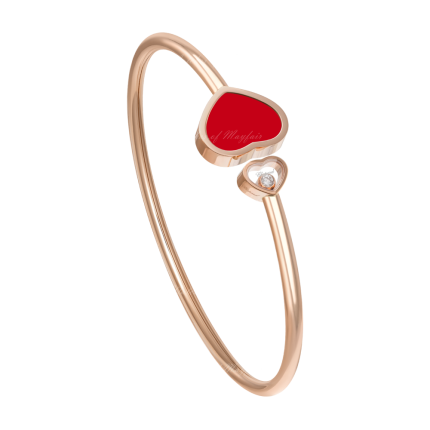 857482-5702 | Chopard Happy Hearts Rose Gold Red Stone Bangle Size S