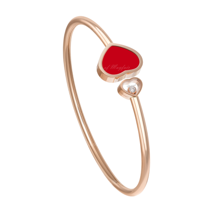 857482-5703 | Chopard Happy Hearts Rose Gold Red Stone Bangle Size M