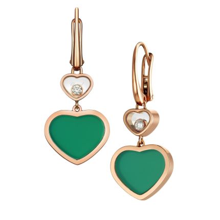 837482-5011| Buy Chopard Happy Hearts Rose Gold Agate Diamond Earrings