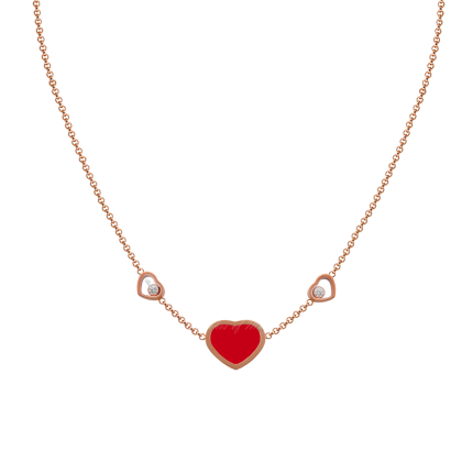 81A082-5801 | Chopard Happy Hearts Rose Gold Red Stone Diamond Pendant