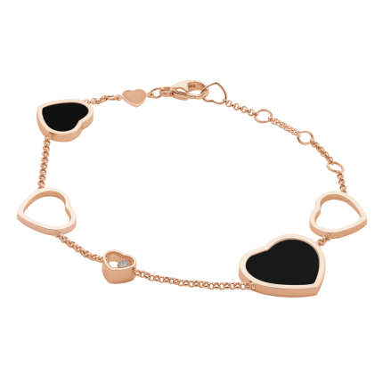 857482-5021 | Buy Online Chopard Happy Hearts Rose Gold Onyx Bracelet