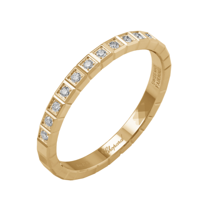827702-0038|Chopard Ice Cube Yellow Gold Diamond Half-Set Ring Size 52