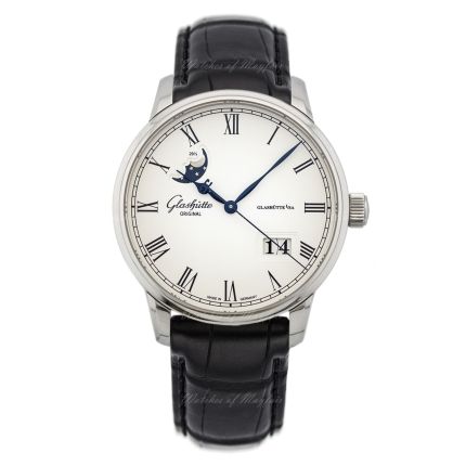 100-04-32-12-04 | Glashutte Original Senator Panorama Date Moon Phase Steel watch. Buy Online