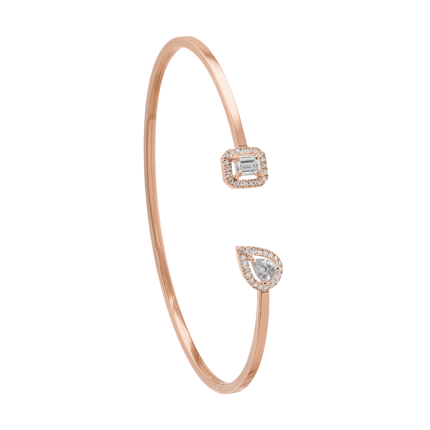 7222 | Messika My Twin Toi & Moi Pink Gold Diamond Thin Bangle Size L